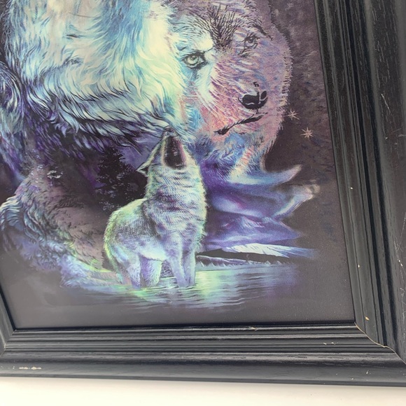 Vintage 3 Dimension Lenticular Framed Watching Wolves Multi Pictures - Picture 8 of 16